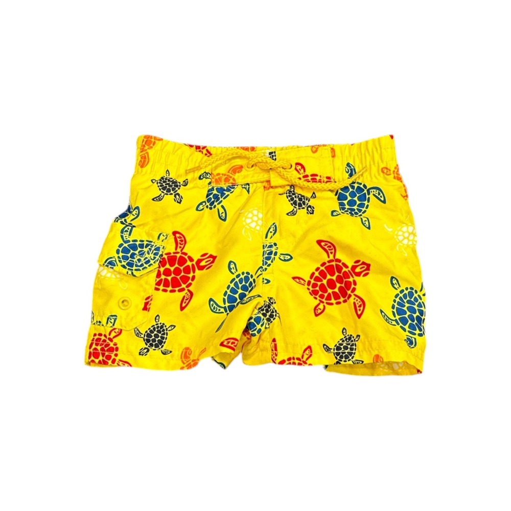 Koala Kids Yellow Sea Turtle Print‎ Swim Trunks Infant Boys Size 3M Mesh Lined